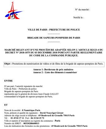 8 Numérique a obtenu l'appel d'offre lancé par les Pompiers de Paris en 2019